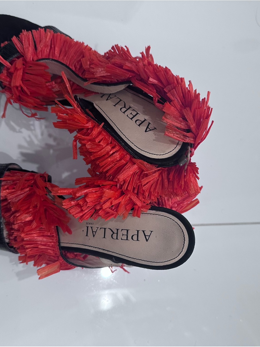 Appears rla Red Fringe Slide Sandals - Women's Fashion Slides